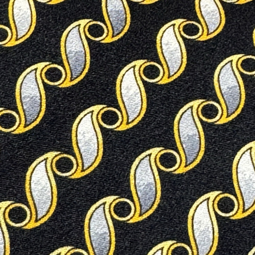 Corporate Image Silk Necktie Mens OS Black Gold Silver Geometric Formal Business